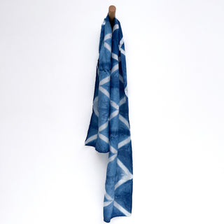 Indigo dyed silk scarf