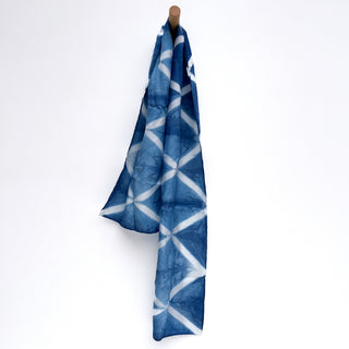 Indigo dyed silk scarf