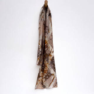 Rust and tea dyed silk scarf