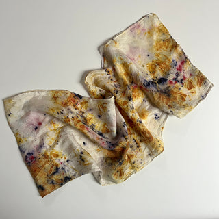 Suzanne pattern naturally dyed silk scarf